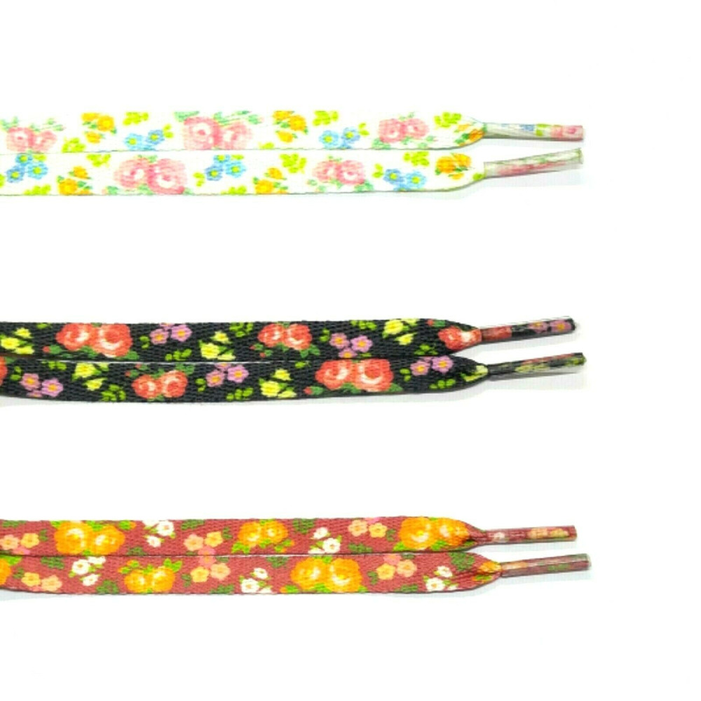 Floral Printies Flat Shoelaces-3 Colours-